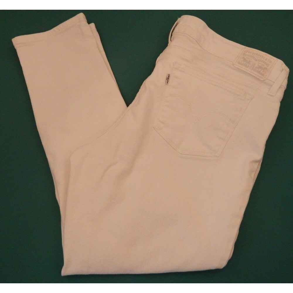 Levi's 711 White Jeans Women's 33 Mid-Rise Skinny Ankle Distressed Stretch Denim